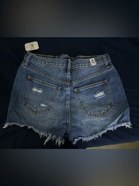 High-Rise Distressed Blue Jean Shorts for Women